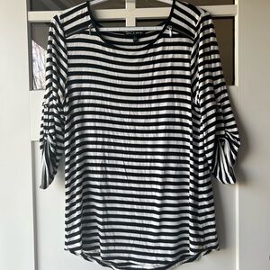 Black and White Striped Women's Top